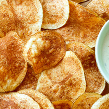 Homemade Potato Chips with Blue Cheese Dipping Sauce