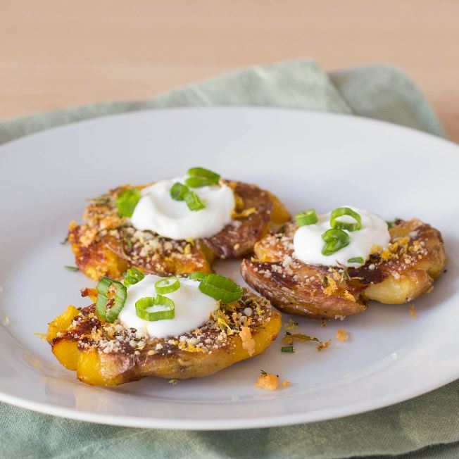 » Lemon, Rosemary & Parmesan Roasted Smashed Petite Potatoes