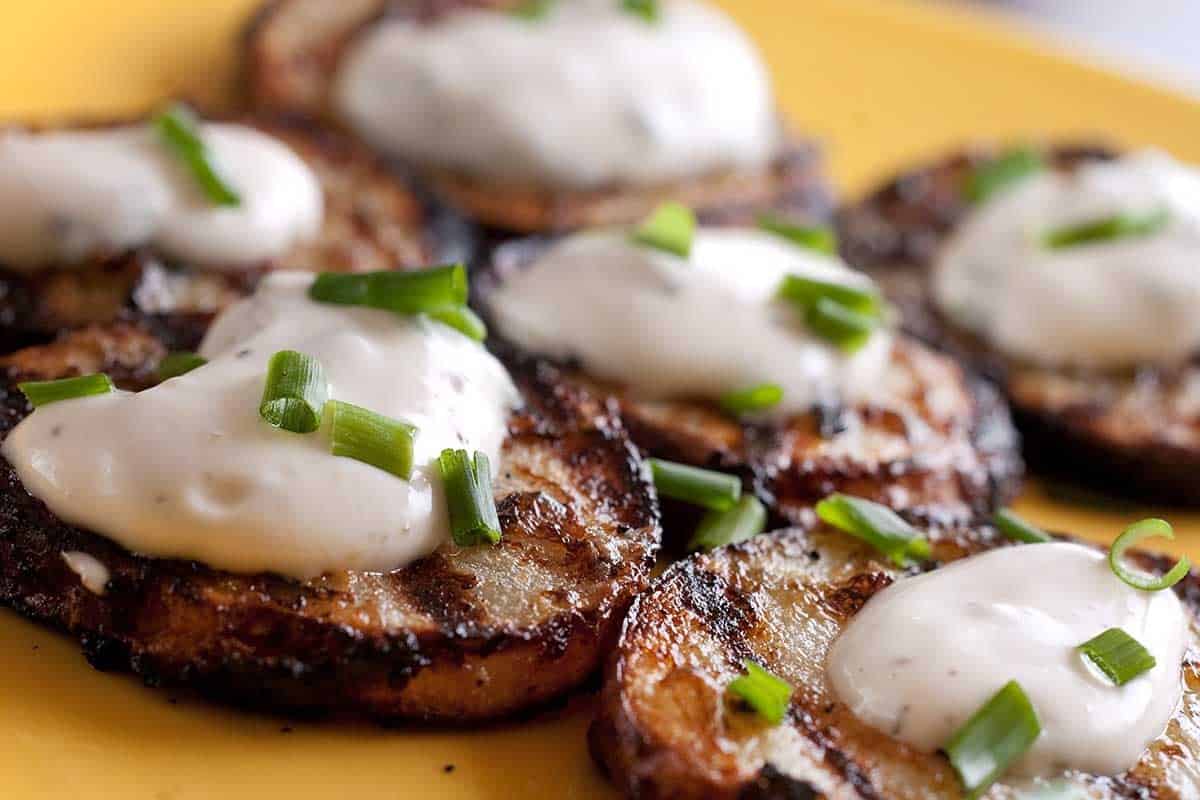 Grilled Potatoes with Chive Sauce