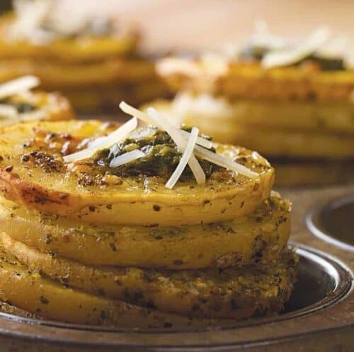 pesto parmesan potato stackers