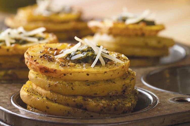pesto parmesan potato stackers