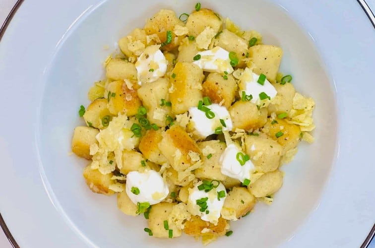 sour cream and onion potato chip gnocchi
