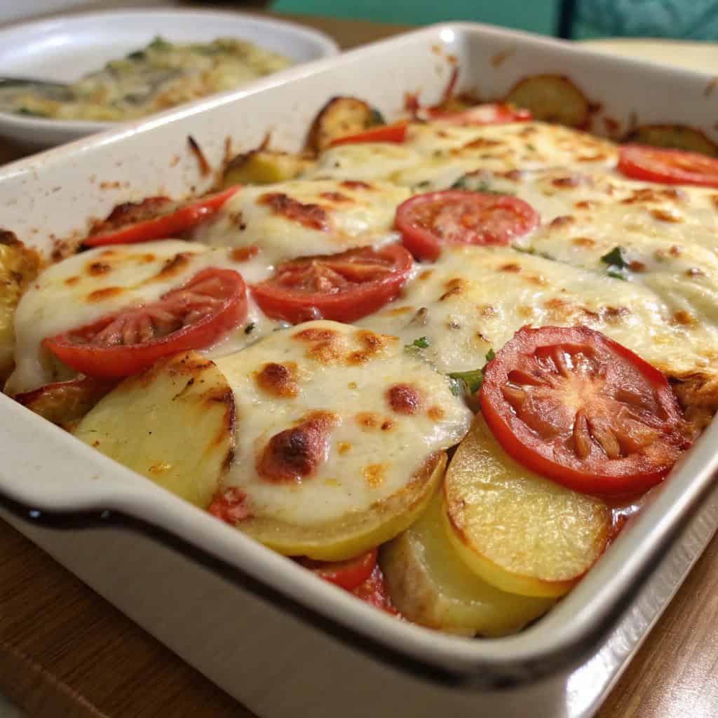 Tomato Potato and Mozzarella Bake Tomato, Potato, and Mozzarella Bake