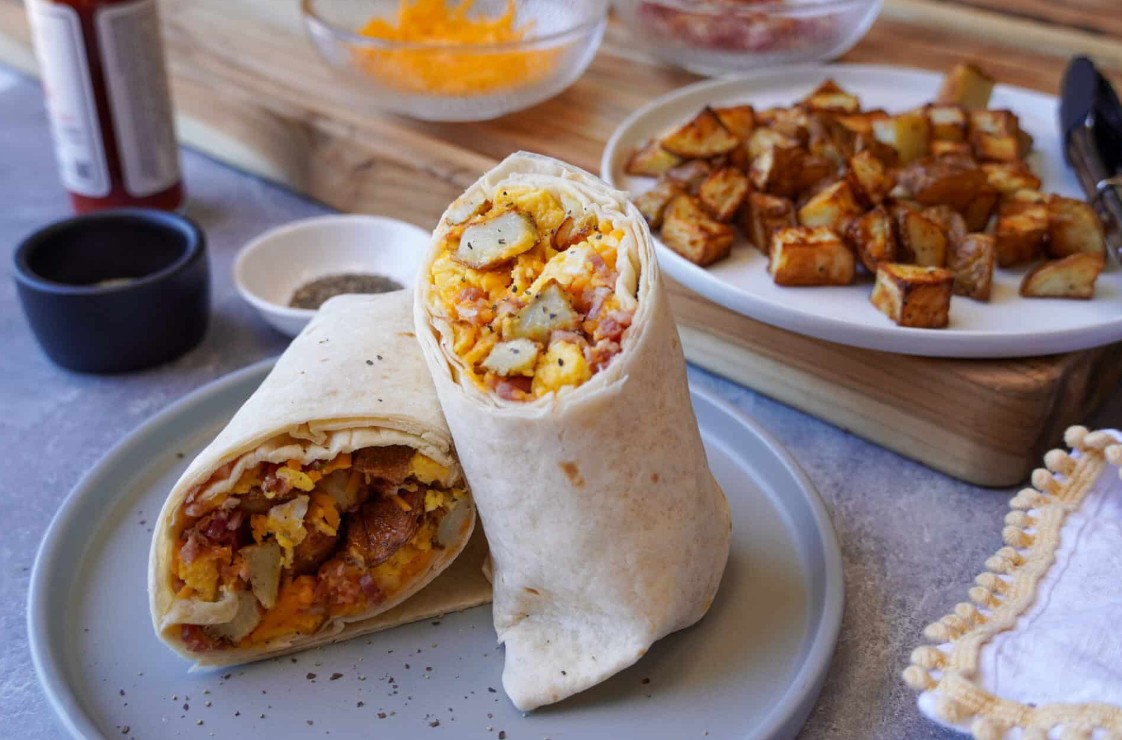 Bacon Egg Cheese Potato Breakfast Burrito